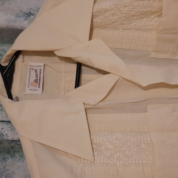 Cream button up Vintage Cuban style 1970's,  scarface style - Picture 3 of 9